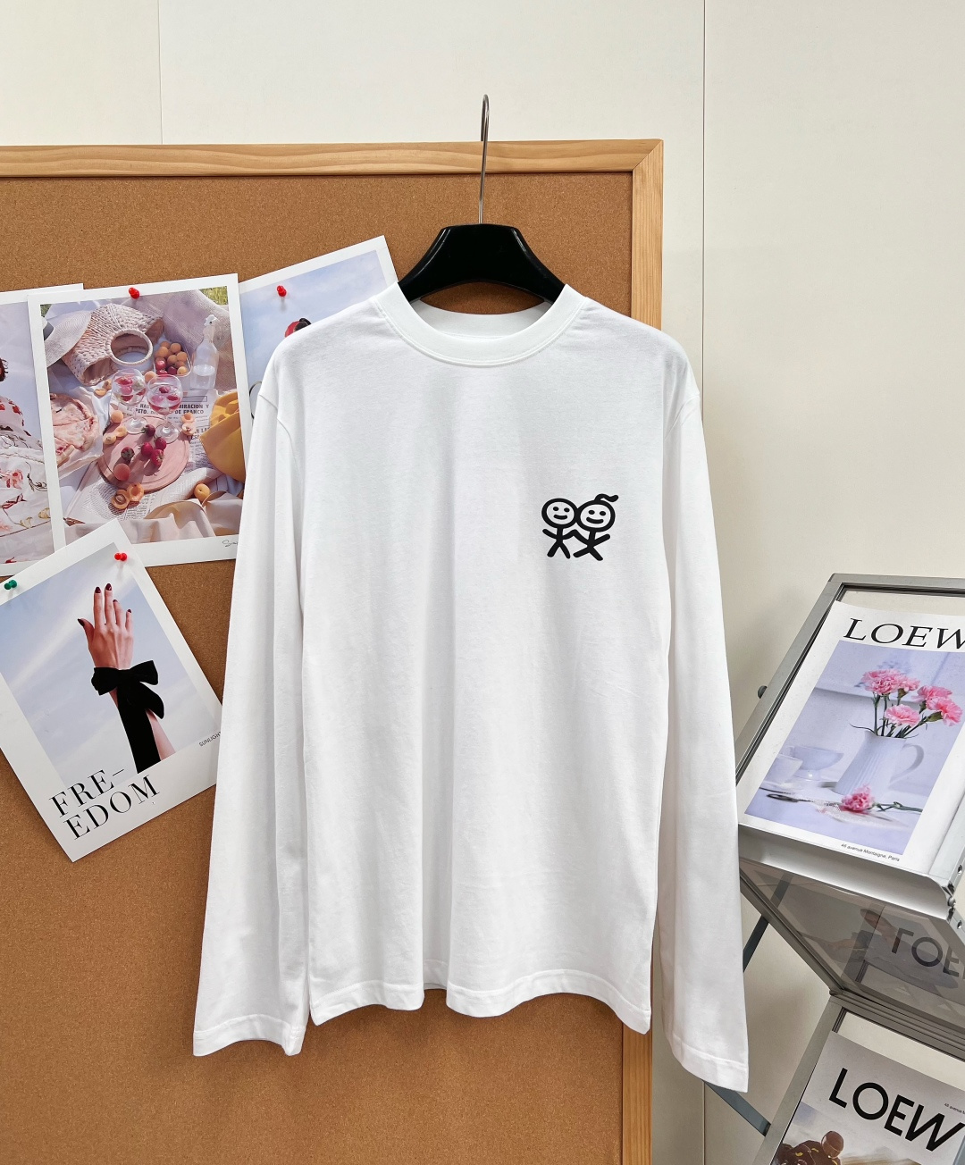 SURF CLUB 棒人間グラフィック 長袖Tシャツ ブラック/ホワイト 詳細画像 1