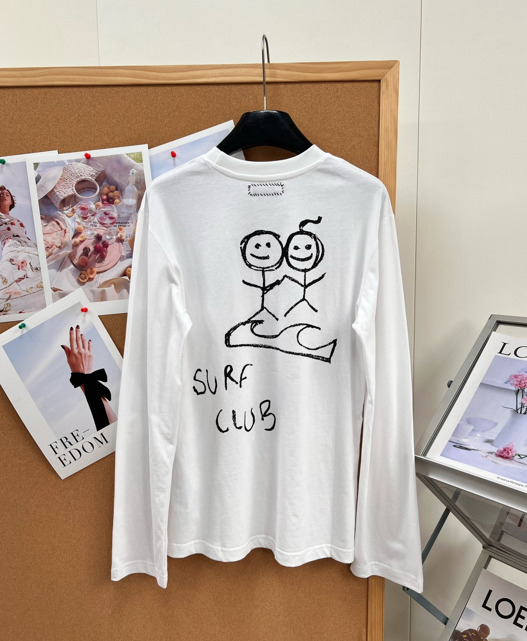 SURF CLUB 棒人間グラフィック 長袖Tシャツ ブラック/ホワイト 詳細画像 2