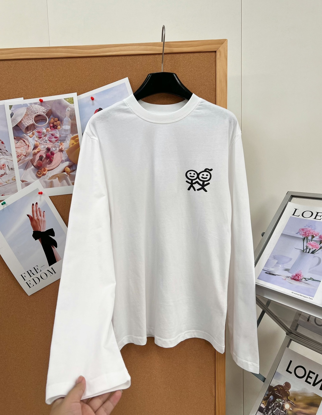 SURF CLUB 棒人間グラフィック 長袖Tシャツ ブラック/ホワイト 詳細画像 3