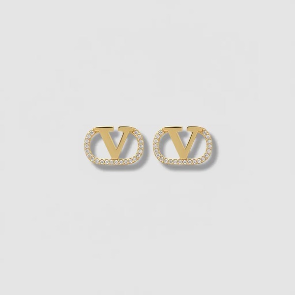 ヴァレンティノ ミニ VV 光沢 ラインストーン ピアス VED0139
