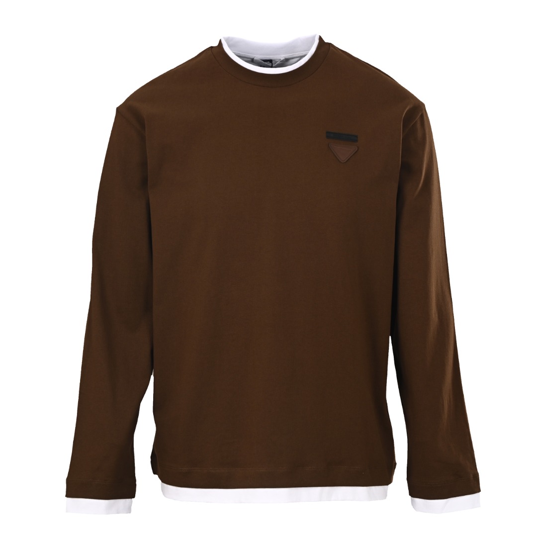 プラダ フェイクツーピース 切り替え クルーネック 長袖Tシャツ 詳細画像 1