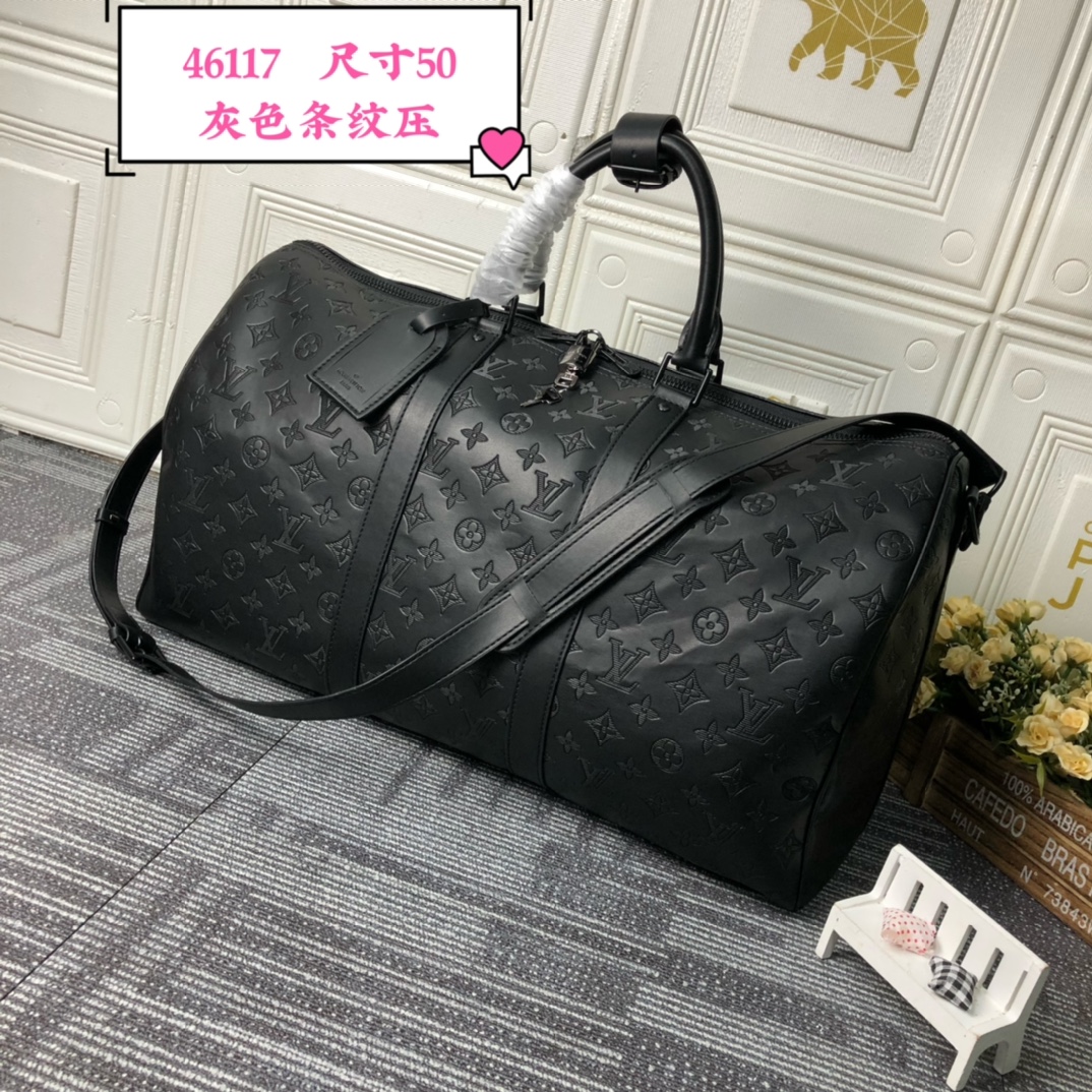 ルイ・ヴィトン Keepall Bandoulière 50 モノグラム・シャドウ トラベルバッグ ブラック 詳細画像 1