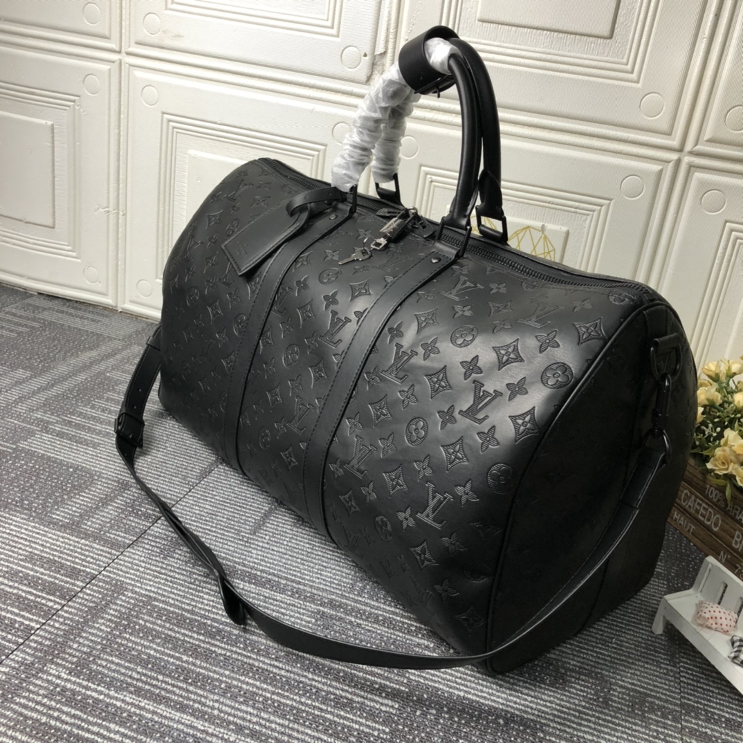 ルイ・ヴィトン Keepall Bandoulière 50 モノグラム・シャドウ トラベルバッグ ブラック 詳細画像 2