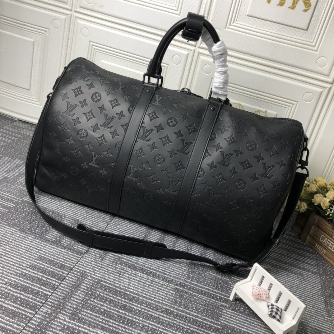 ルイ・ヴィトン Keepall Bandoulière 50 モノグラム・シャドウ トラベルバッグ ブラック 詳細画像 3