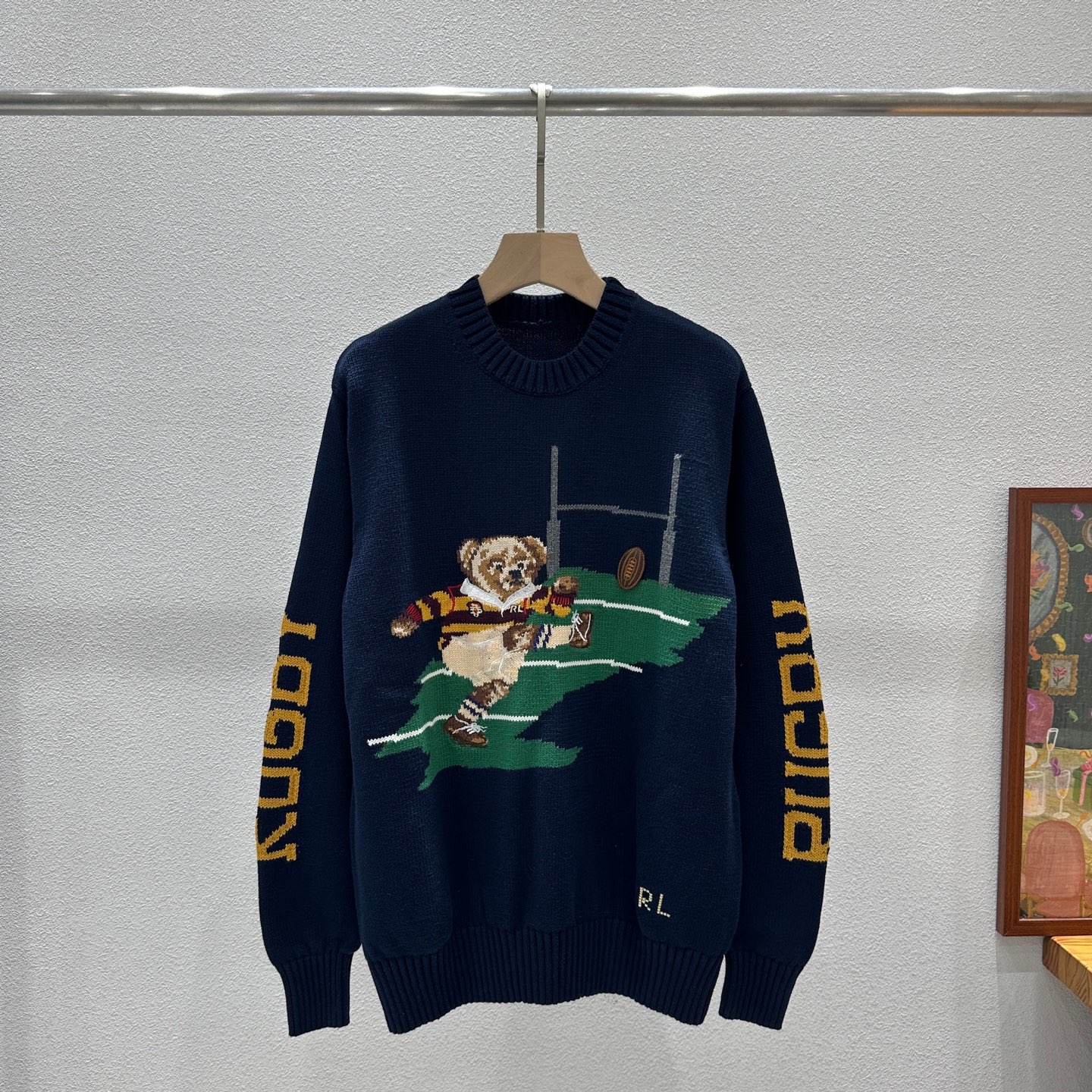 ラルフ ローレン ラグビー ベア刺繍 コットントップス ネイビー 詳細画像 1