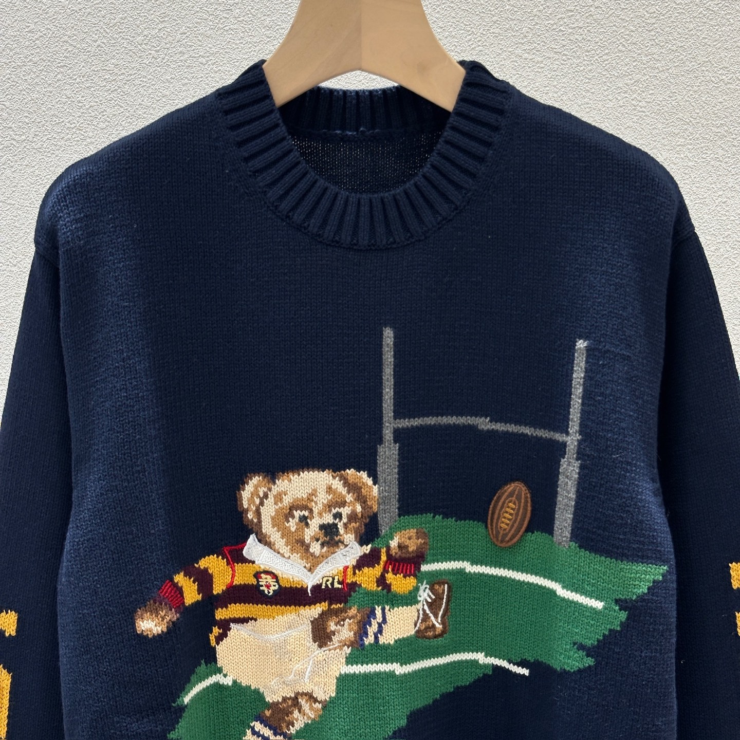 ラルフ ローレン ラグビー ベア刺繍 コットントップス ネイビー 詳細画像 3