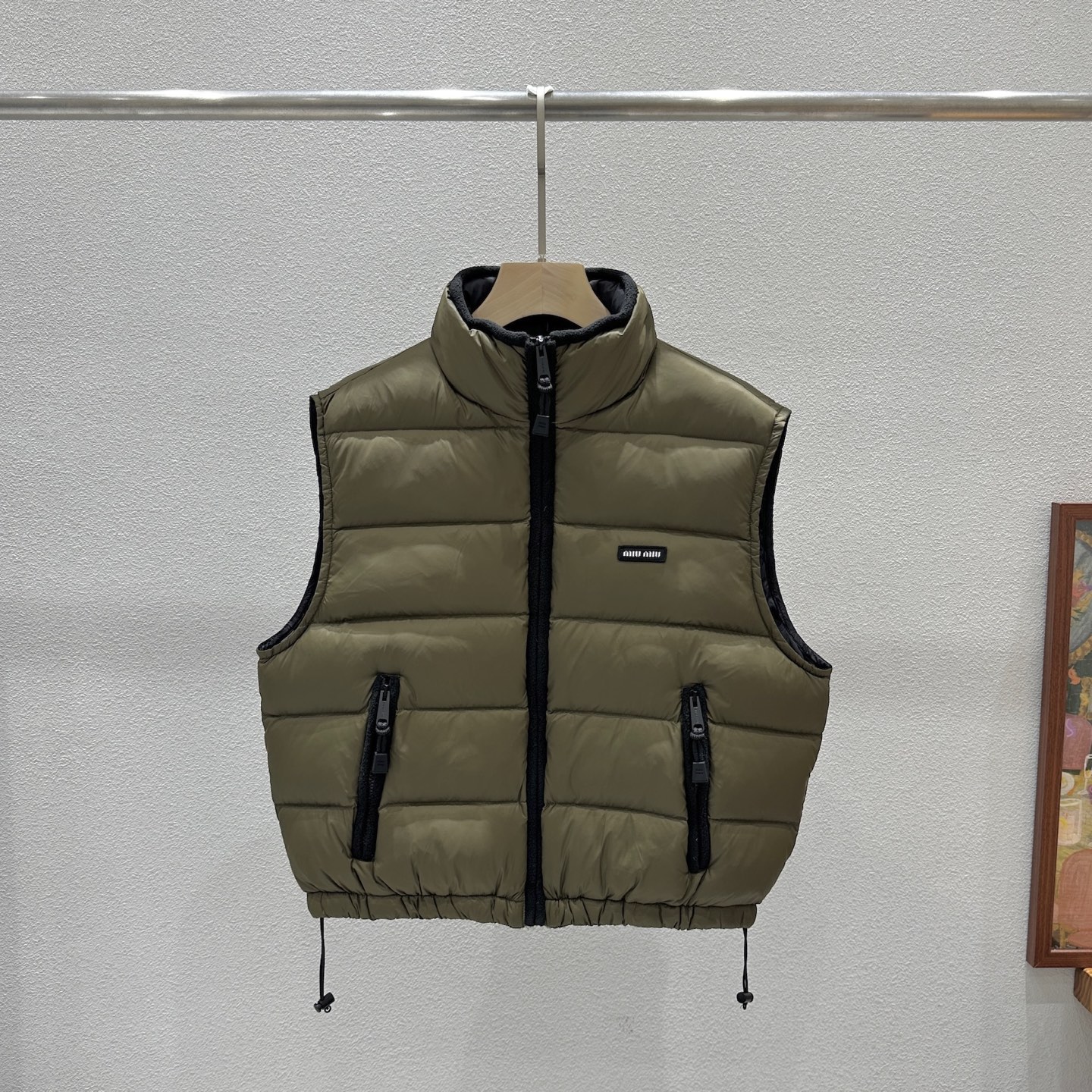 ミュウミュウ ダウンベスト ジャケット リングカラー グリーン 詳細画像 1
