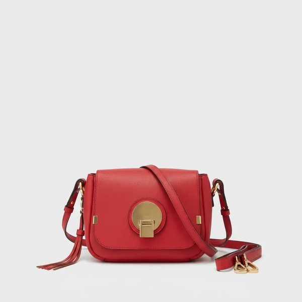 カーフレザー ミニショルダーバッグ レッド