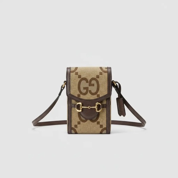 グッチ Ophidia ミニショルダーバッグ アプリコットキャンバス ブラウンレザー