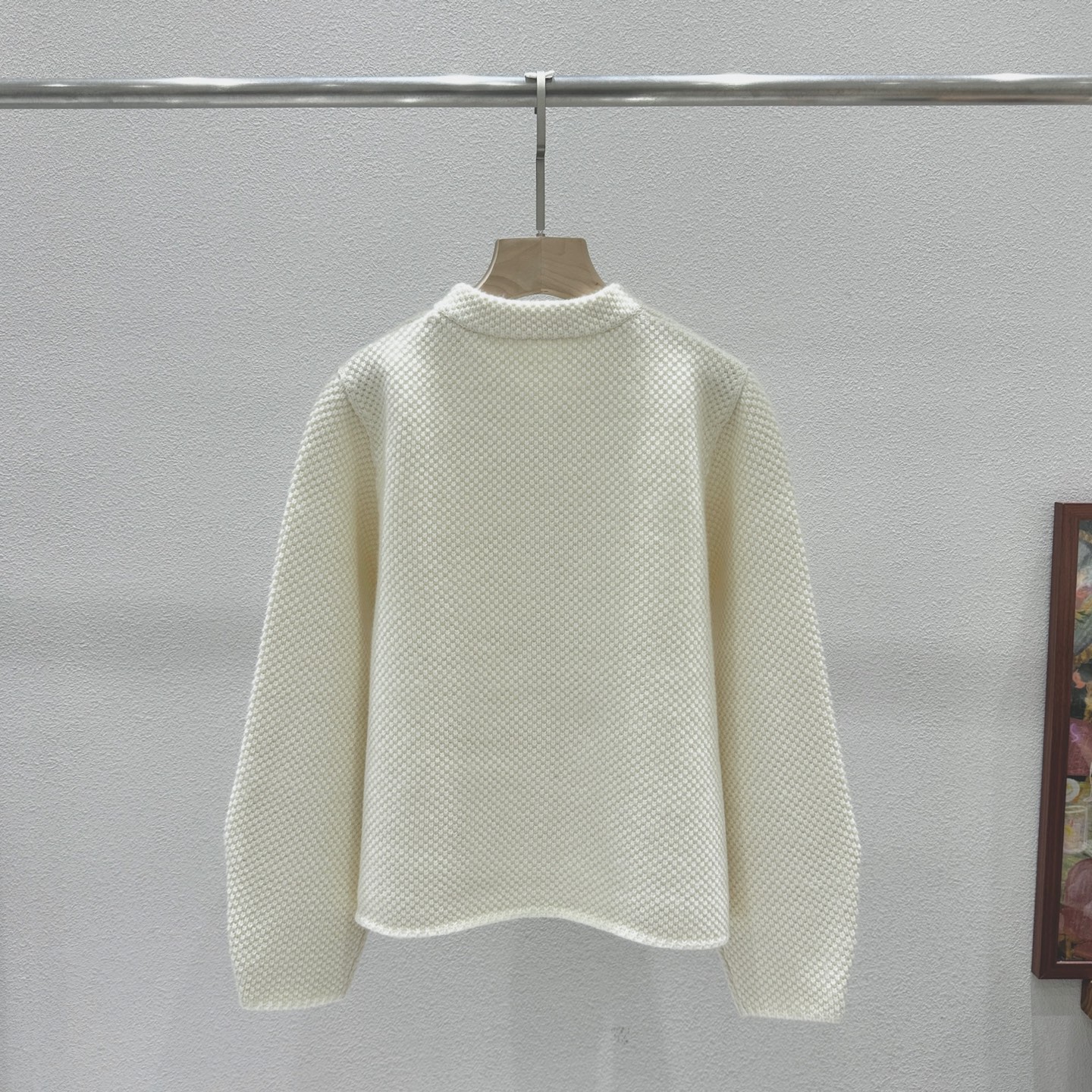 ロロ・ピアーナ ダブルフェイス ウールカーディガン ホワイト 詳細画像 2