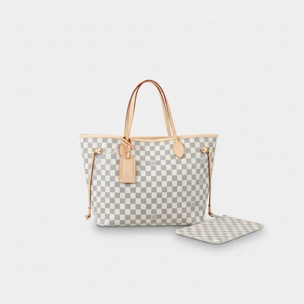 ルイ・ヴィトン Neverfull MM トートバッグ モノグラム ホワイトチェッカー