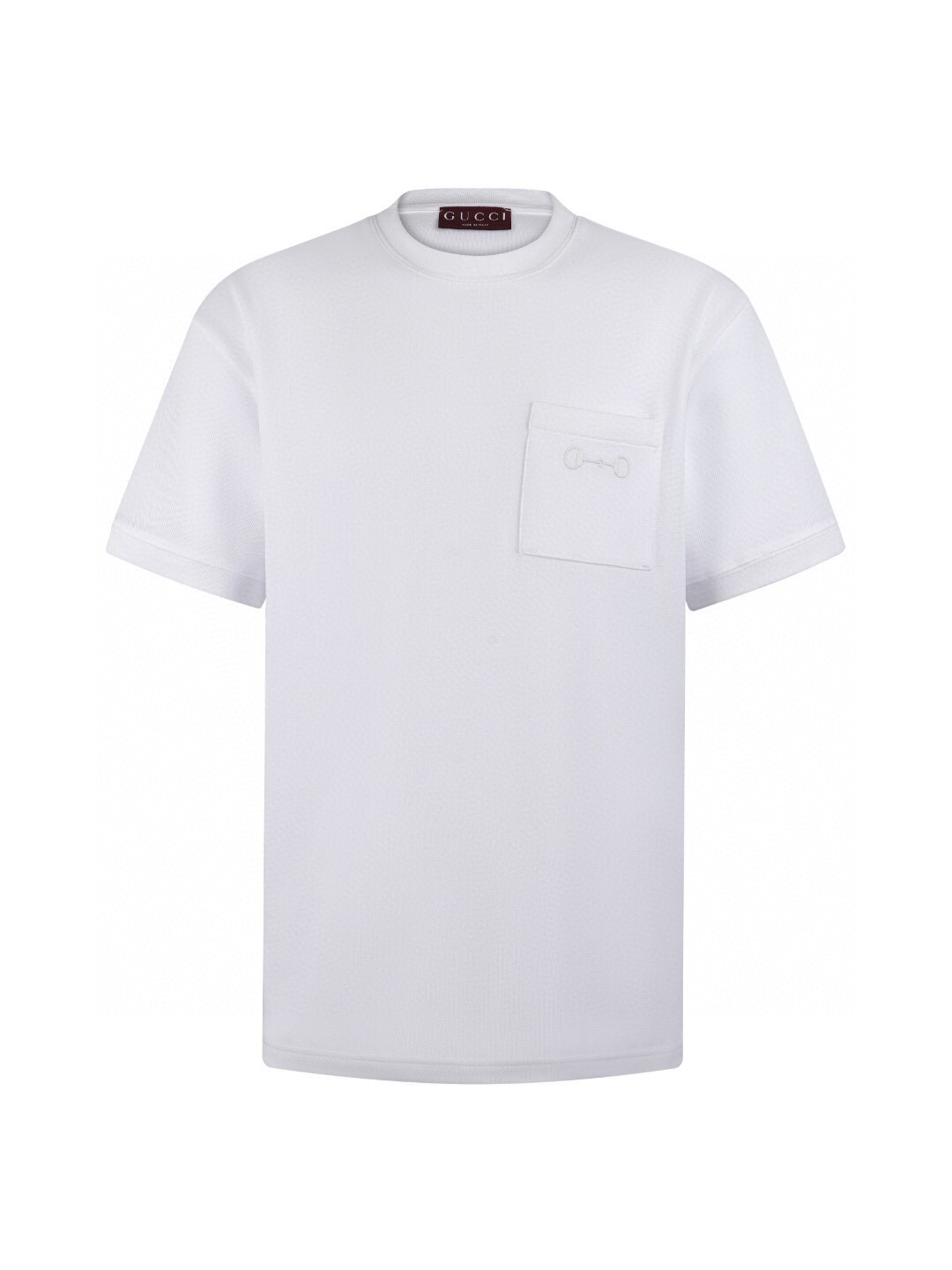 グッチ 鹿の子 ポケットロゴ 半袖Tシャツ ホワイト 詳細画像 1