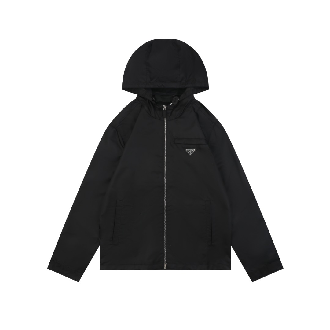 プラダ Re-Nylon トライアングルロゴ フード付きジャケット 詳細画像 1