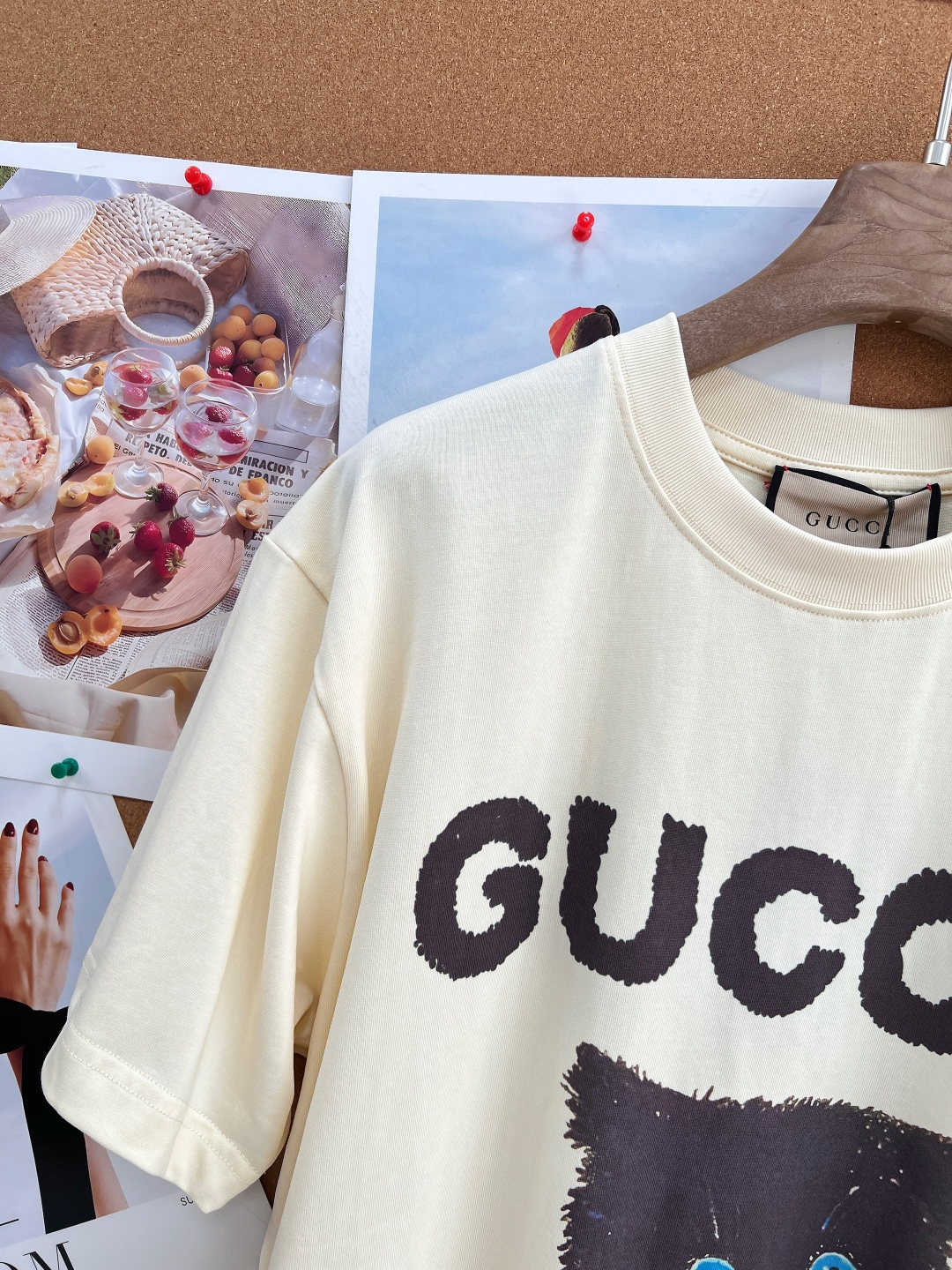 グッチ キャットプリント 半袖Tシャツ ミルクホワイト 詳細画像 3