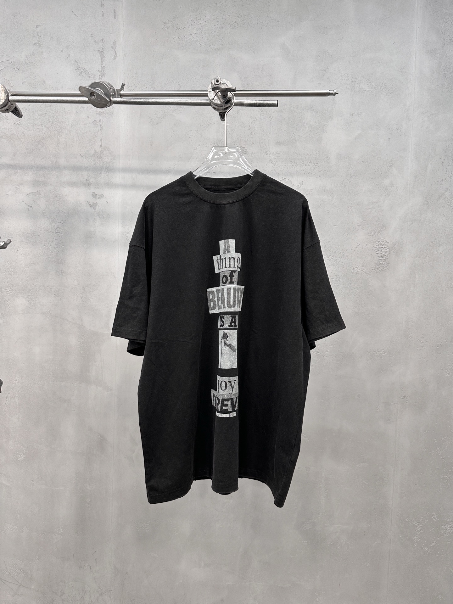 オーバーサイズ グラフィックプリント 半袖Tシャツ ブラック 詳細画像 1