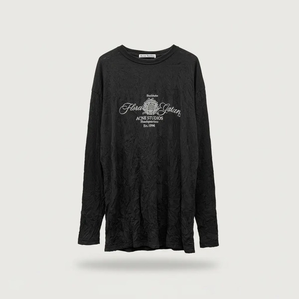 アクネ ストゥディオズ フロッキープリント 長袖Tシャツ ブラック