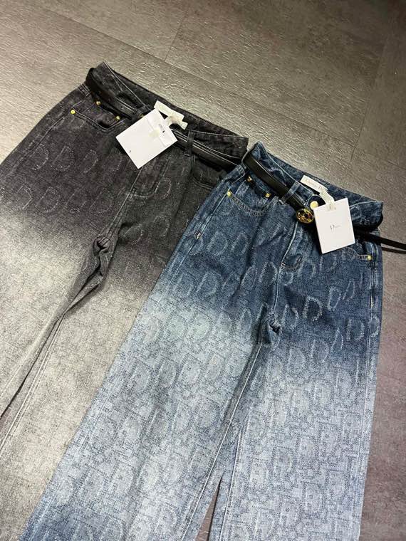ディオール ジャカード ワイドデニムパンツ グラデーション ブラックグレー 詳細画像 2