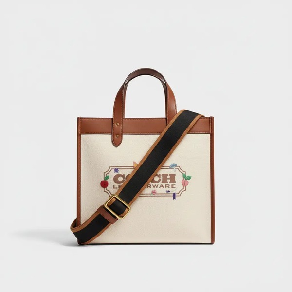 コーチ Field Tote with Garden 刺繍 トートバッグ アイボリー ブラウン C2774