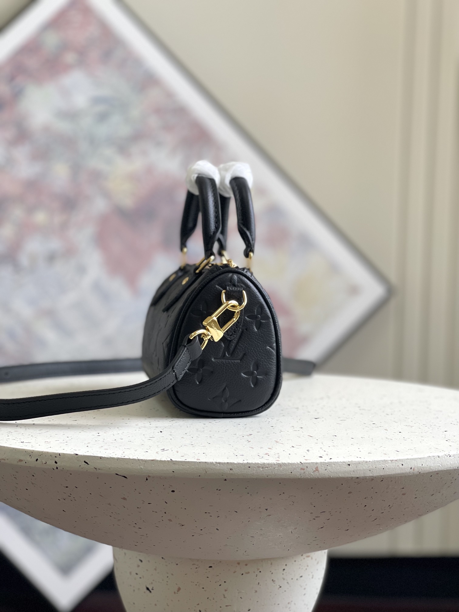ルイ・ヴィトン Nano Speedy モノグラム・アンプラント ハンドバッグ ブラック M81456 詳細画像 3