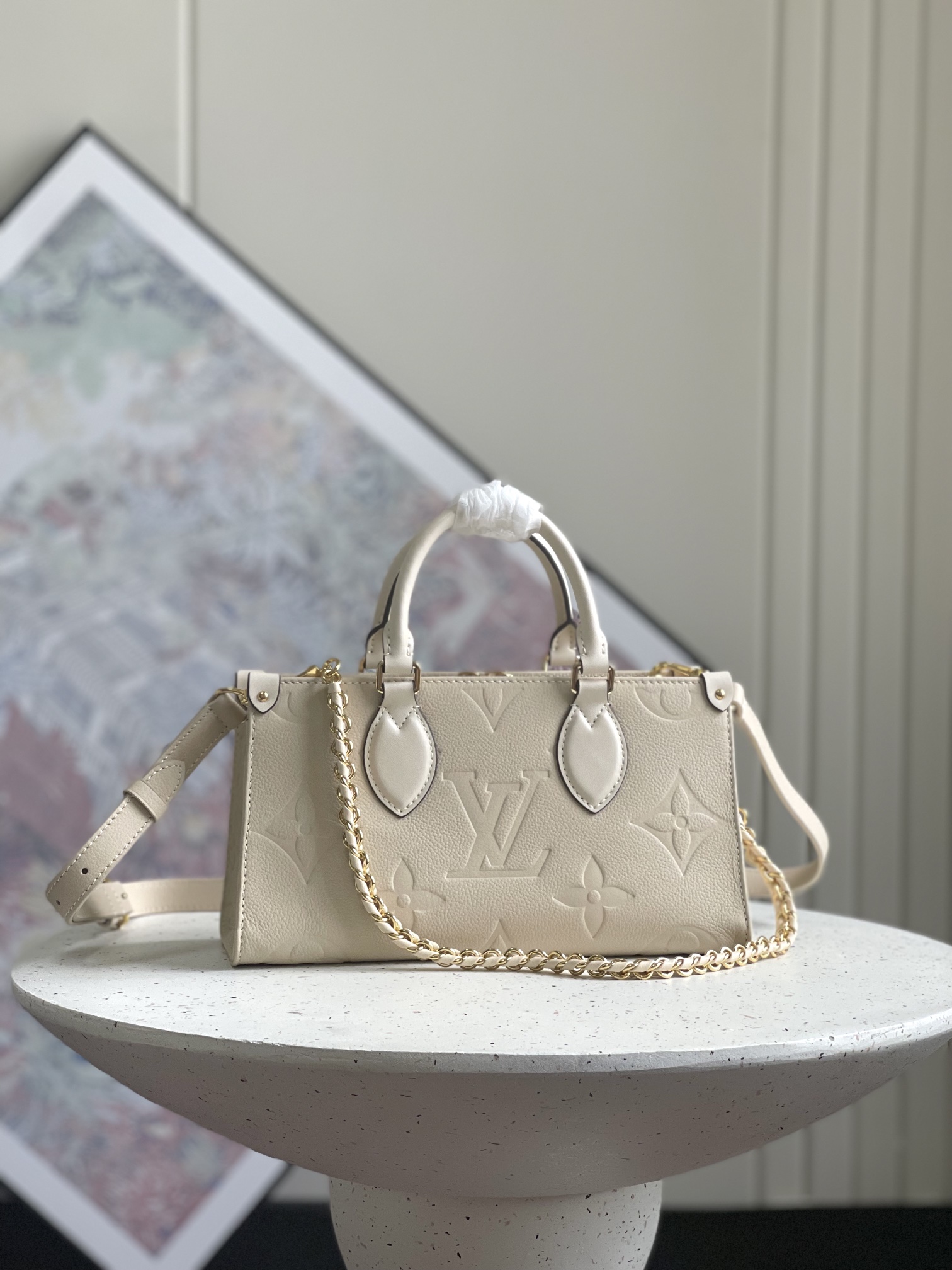 ルイヴィトン OnTheGo East West モノグラム・アンプラント レザー チェーンショルダートートバッグ ホワイト M23698 詳細画像 1