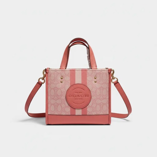 コーチ Dempsey Field Tote 22 ミニキャンバストートバッグ ピンク C8417