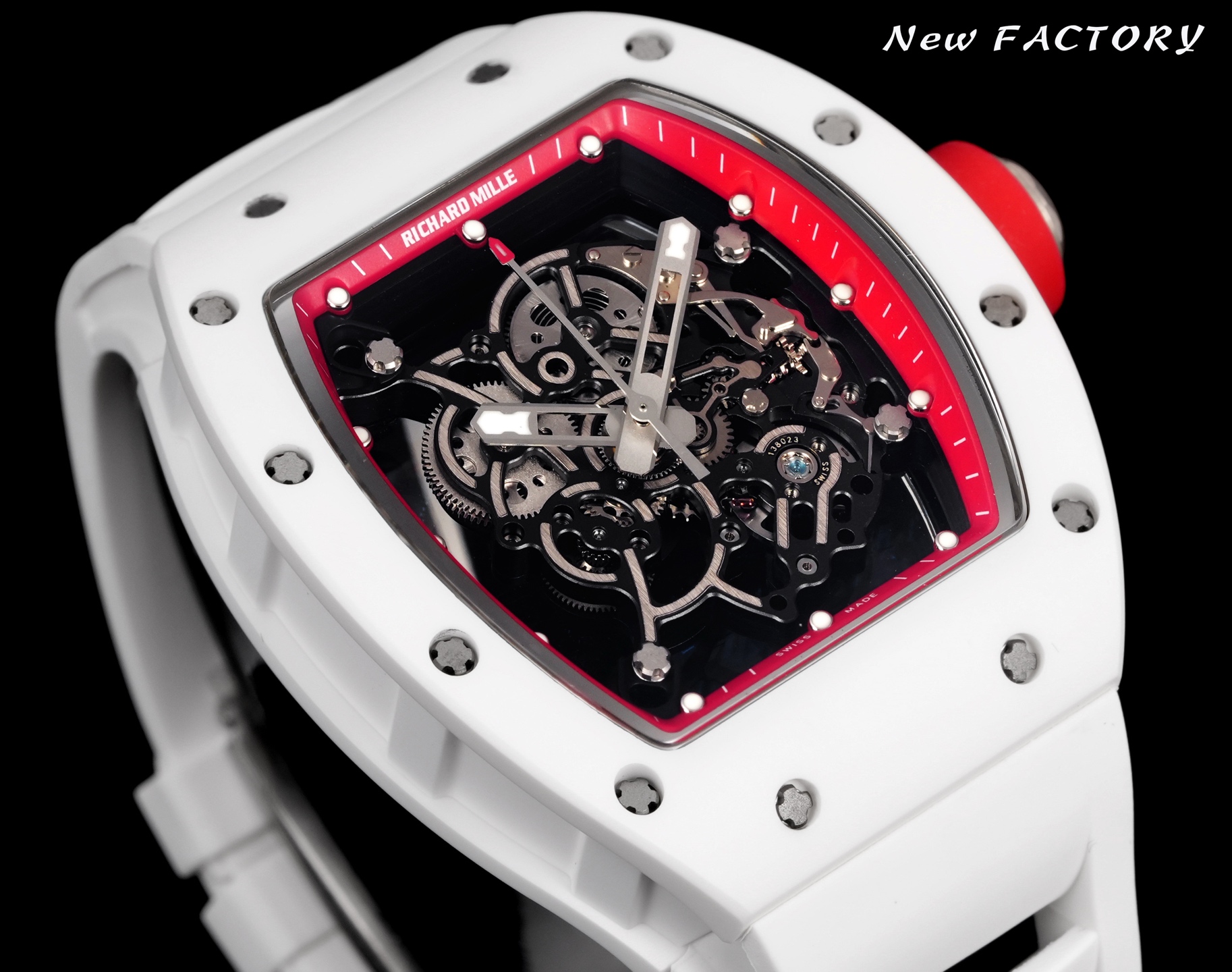 リシャール・ミル RM055 ホワイトセラミックケース レッドアクセント スケルトンウォッチ 詳細画像 2