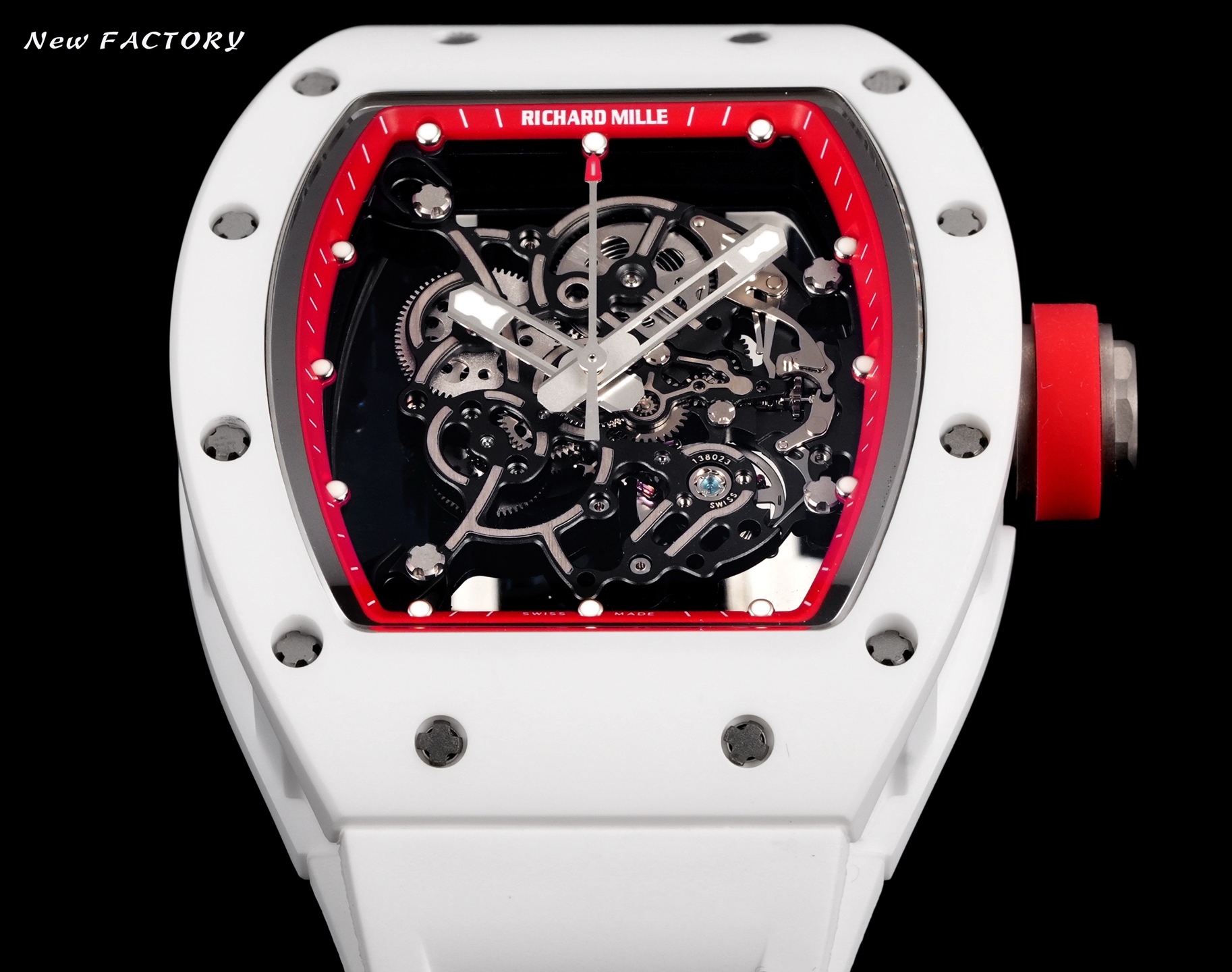 リシャール・ミル RM055 ホワイトセラミックケース レッドアクセント スケルトンウォッチ 詳細画像 3
