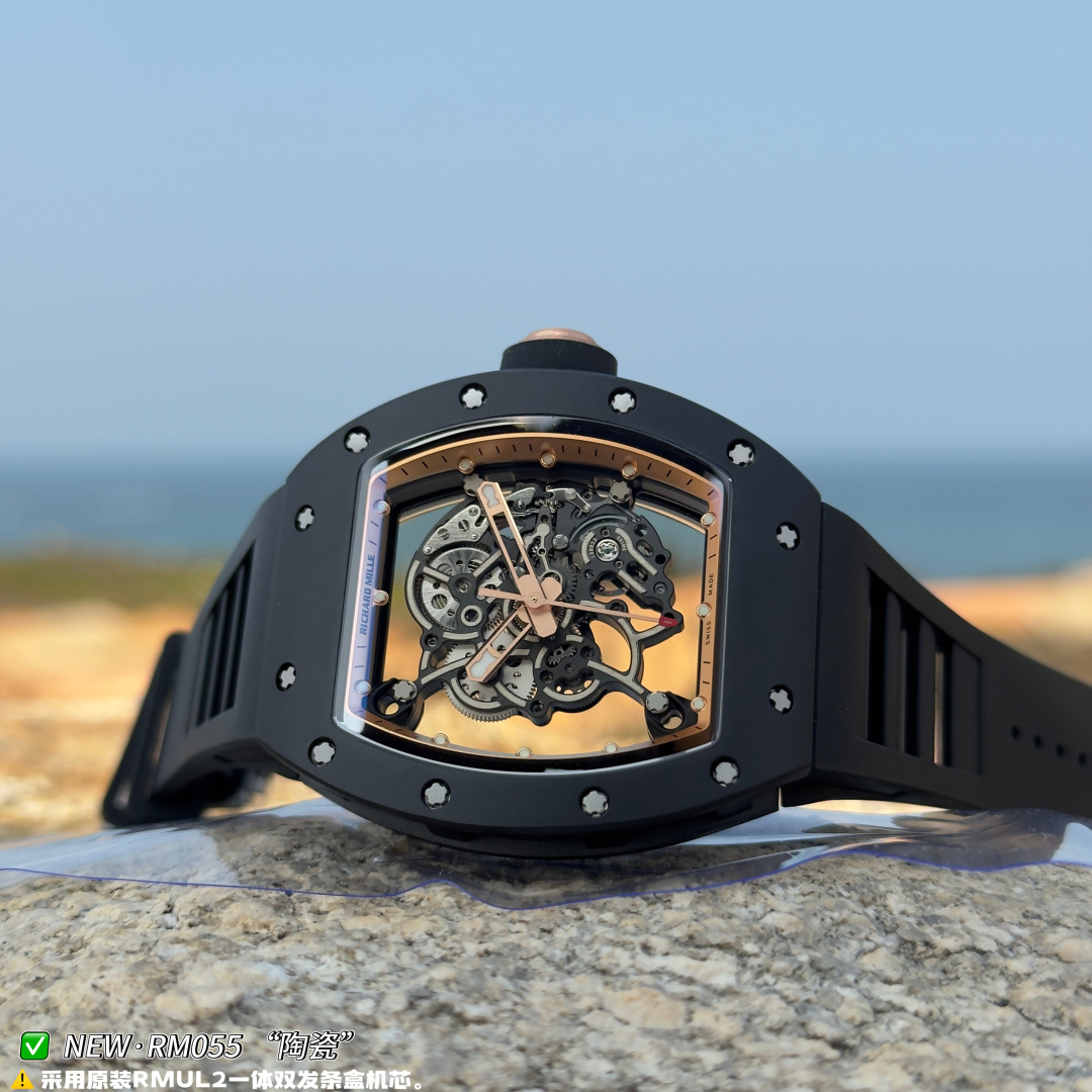 リシャール・ミル RM055 スケルトン ウォッチ ブラック セラミック ラバーストラップ RM055 詳細画像 1