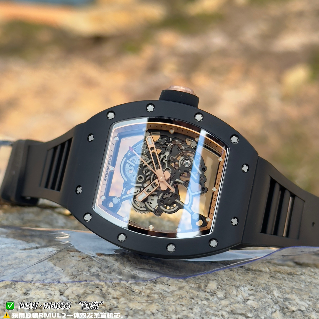 リシャール・ミル RM055 スケルトン ウォッチ ブラック セラミック ラバーストラップ RM055 詳細画像 3