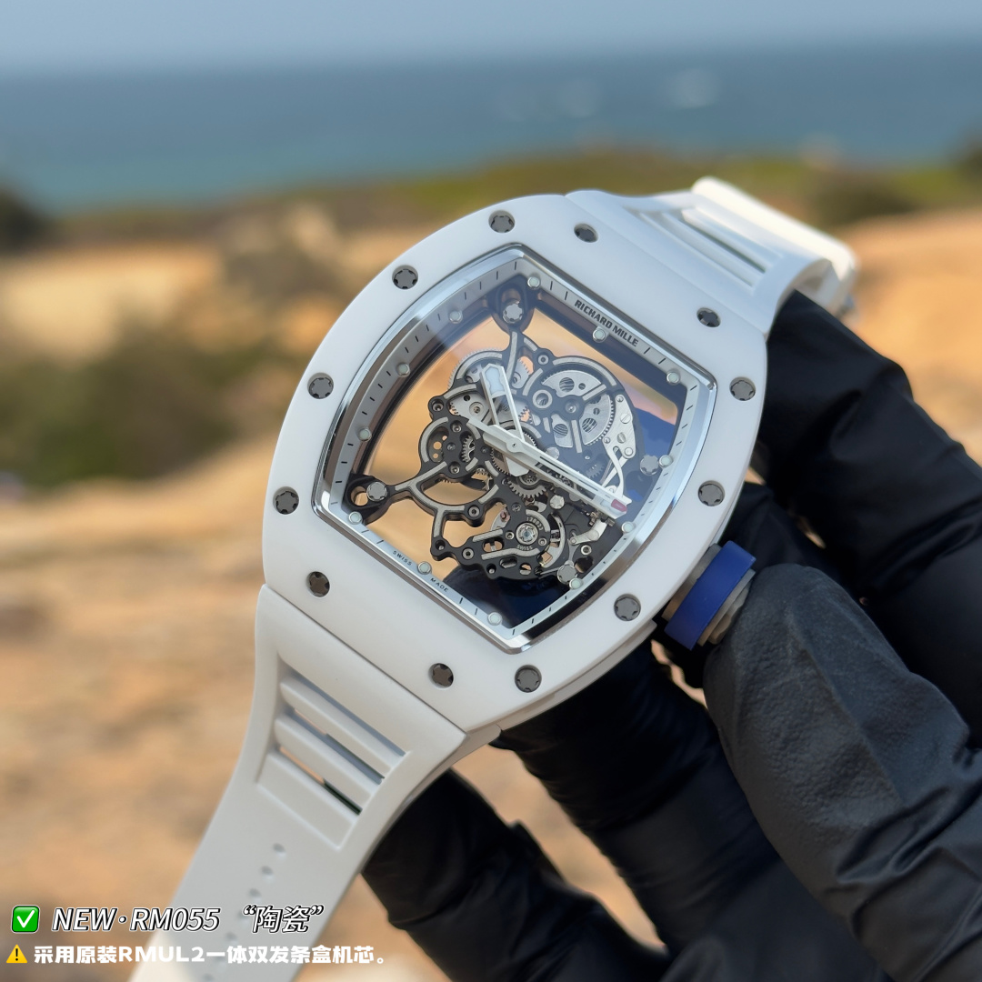 リシャール・ミル RM055 ホワイトセラミックケース スケルトンダイヤル ホワイトラバーストラップ 詳細画像 1
