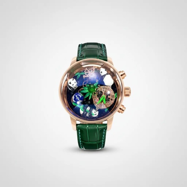 ジェイコブ Astronomia Art Pandas トゥールビヨン ウォッチ ローズゴールド グリーン