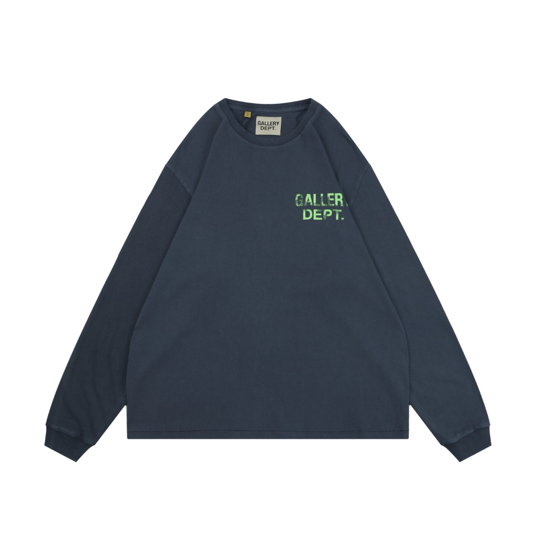ギャラリーデプト 蛍光グリーン ロゴ ダメージプリント 長袖Tシャツ 詳細画像 1