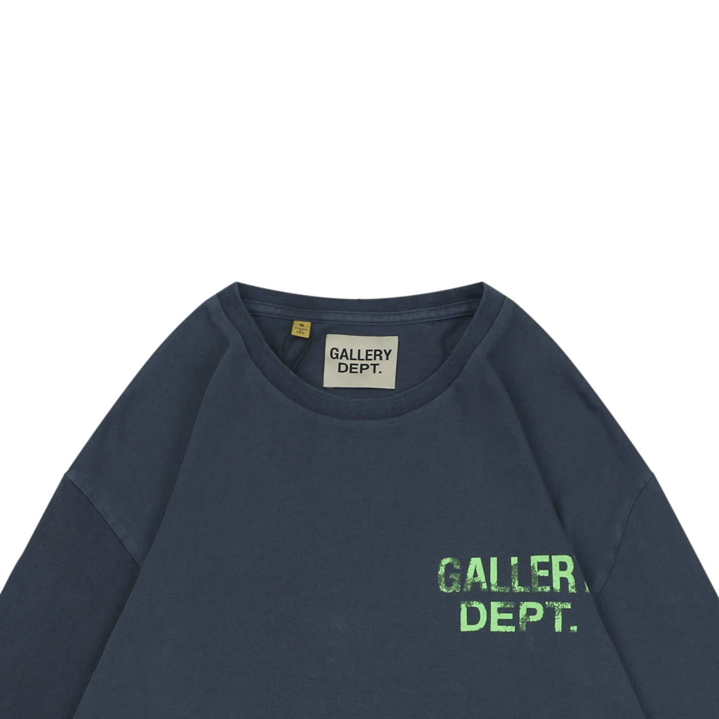 ギャラリーデプト 蛍光グリーン ロゴ ダメージプリント 長袖Tシャツ 詳細画像 3