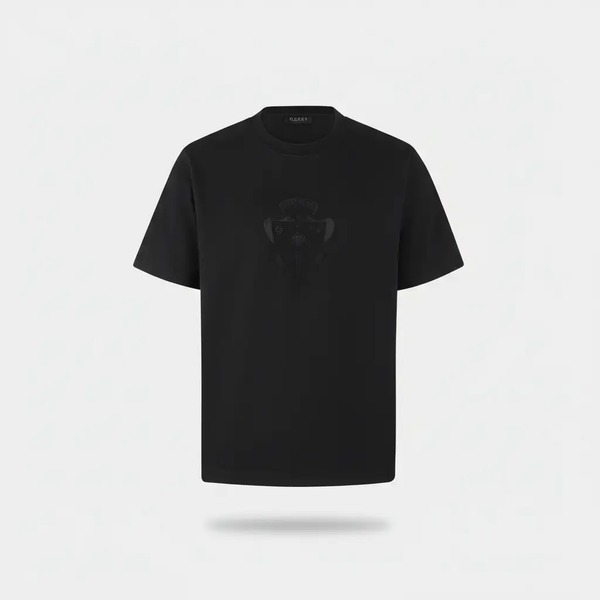 グッチ カットアウト エンブレム 半袖Tシャツ ブラック