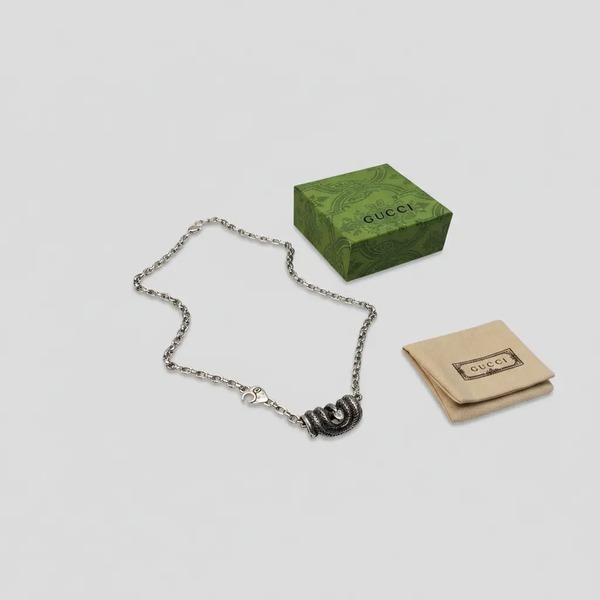 グッチ Anger Forest ダブルG クラシック チェーンネックレス 燻し加工 アンティークシルバー