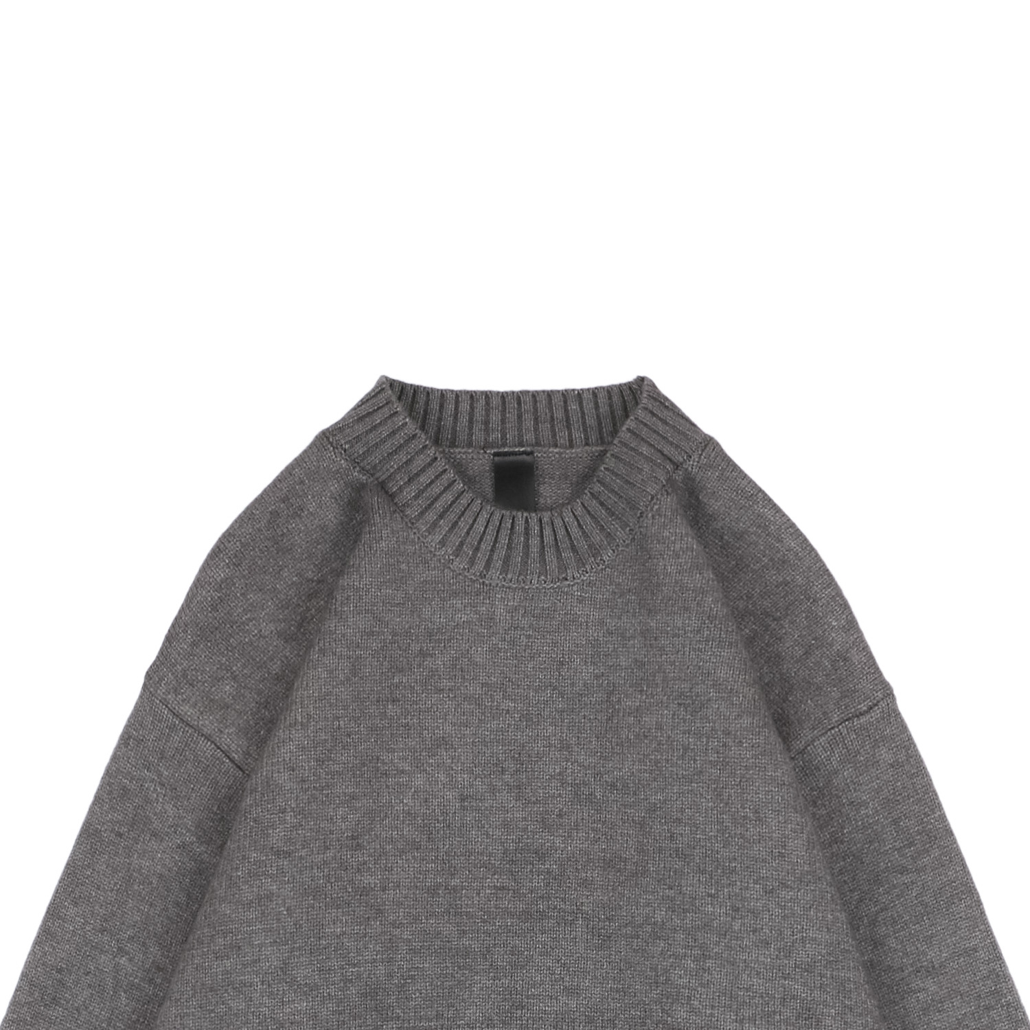 クロムハーツ 22FW クロス レザーパッチ インターシャ クルーネック セーター グレー 詳細画像 2