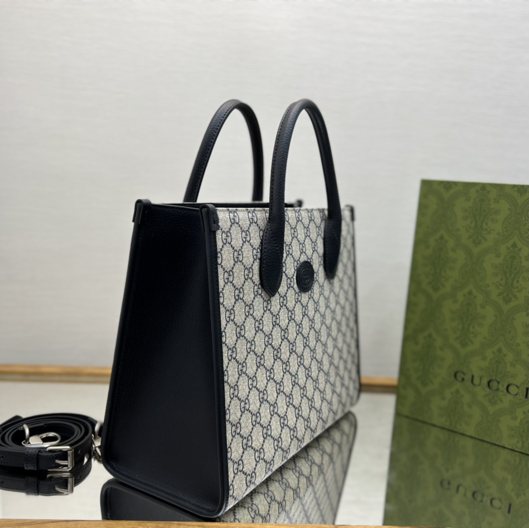 グッチ トートバッグ GGスプリーム ベージュ ネイビー 詳細画像 3