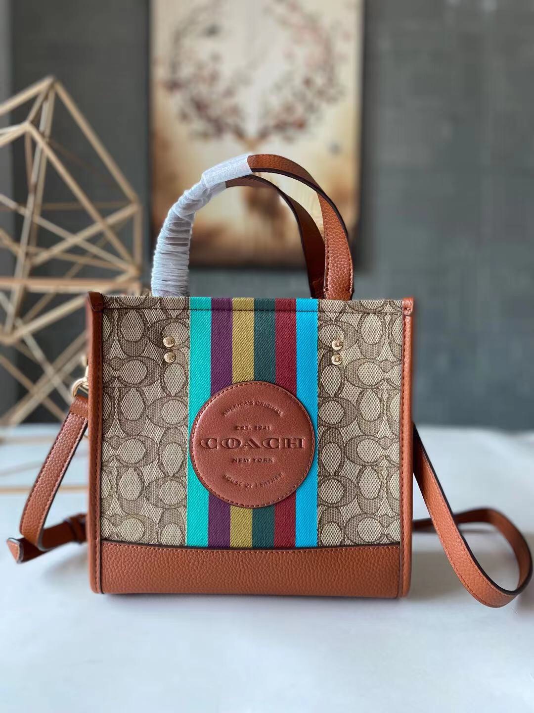 コーチ Field Tote 22 ストライプキャンバス 詳細画像 1