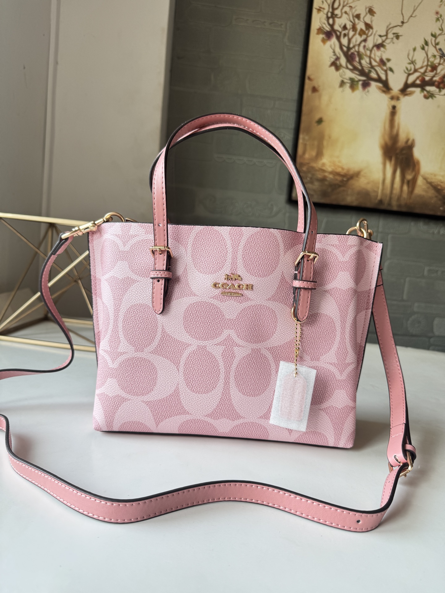 コーチ Mollie Tote 25 ピンク 詳細画像 1