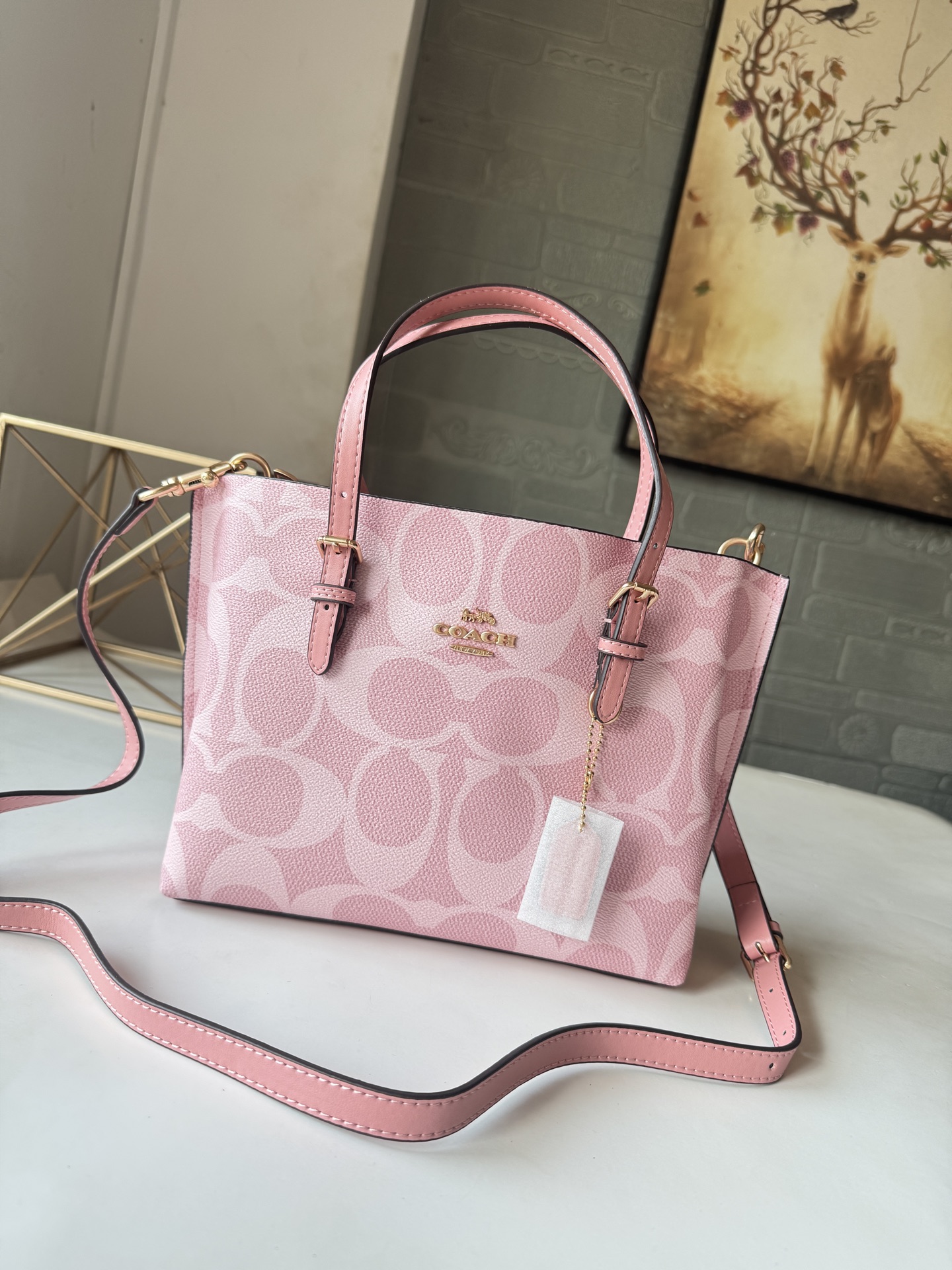 コーチ Mollie Tote 25 ピンク 詳細画像 3