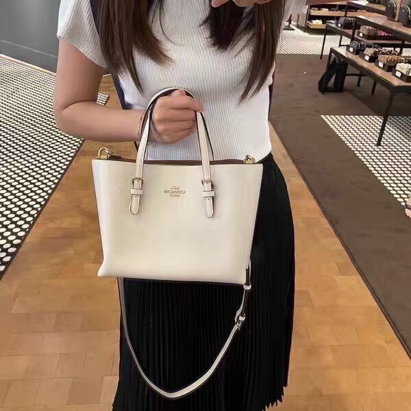 コーチ Mollie トート 25 ハンドバッグ ショルダーバッグ クリーム 詳細画像 1