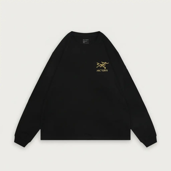 スケルトンレタープリント 230g コーマ綿 長袖Tシャツ ブラック