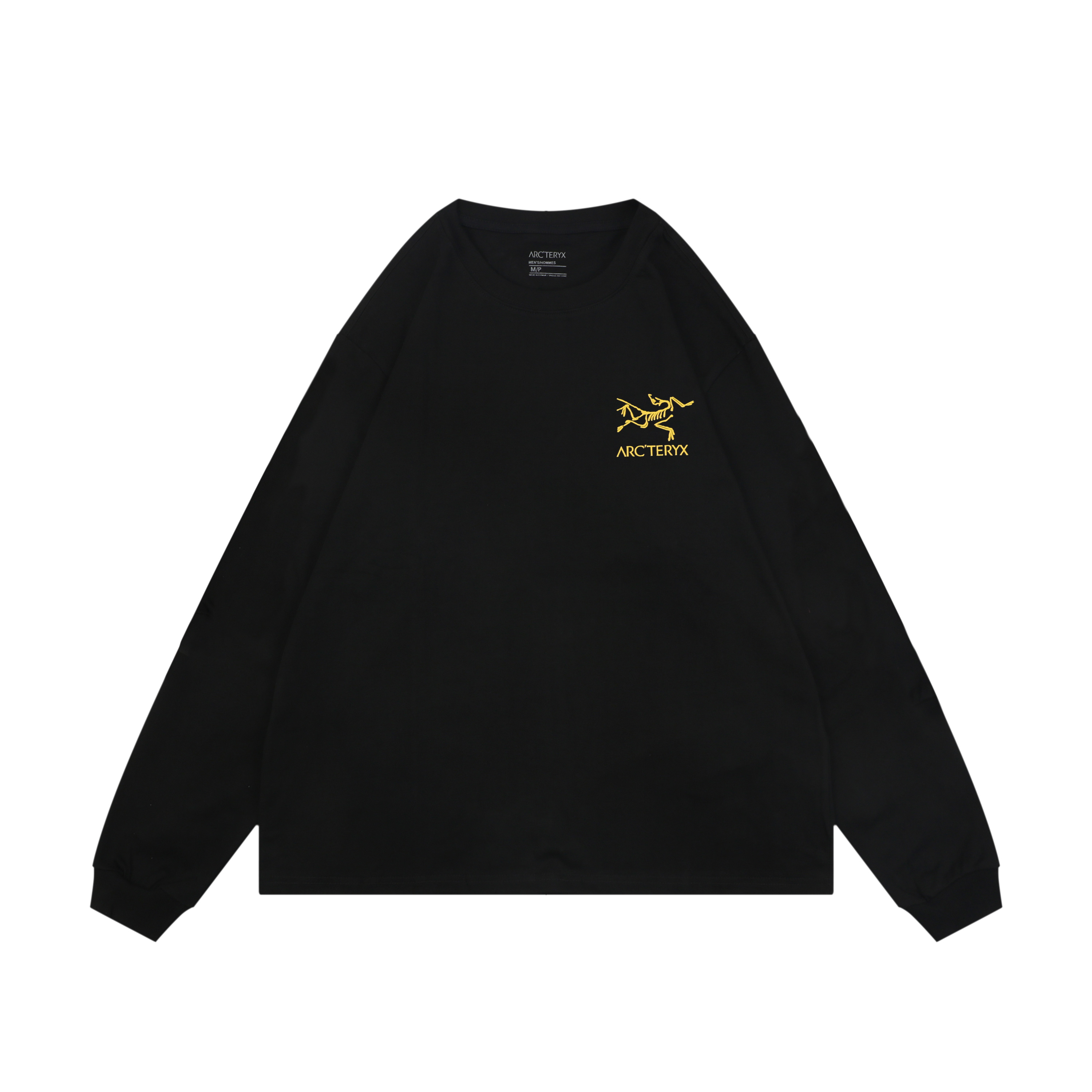 スケルトンレタープリント 230g コーマ綿 長袖Tシャツ ブラック 詳細画像 1
