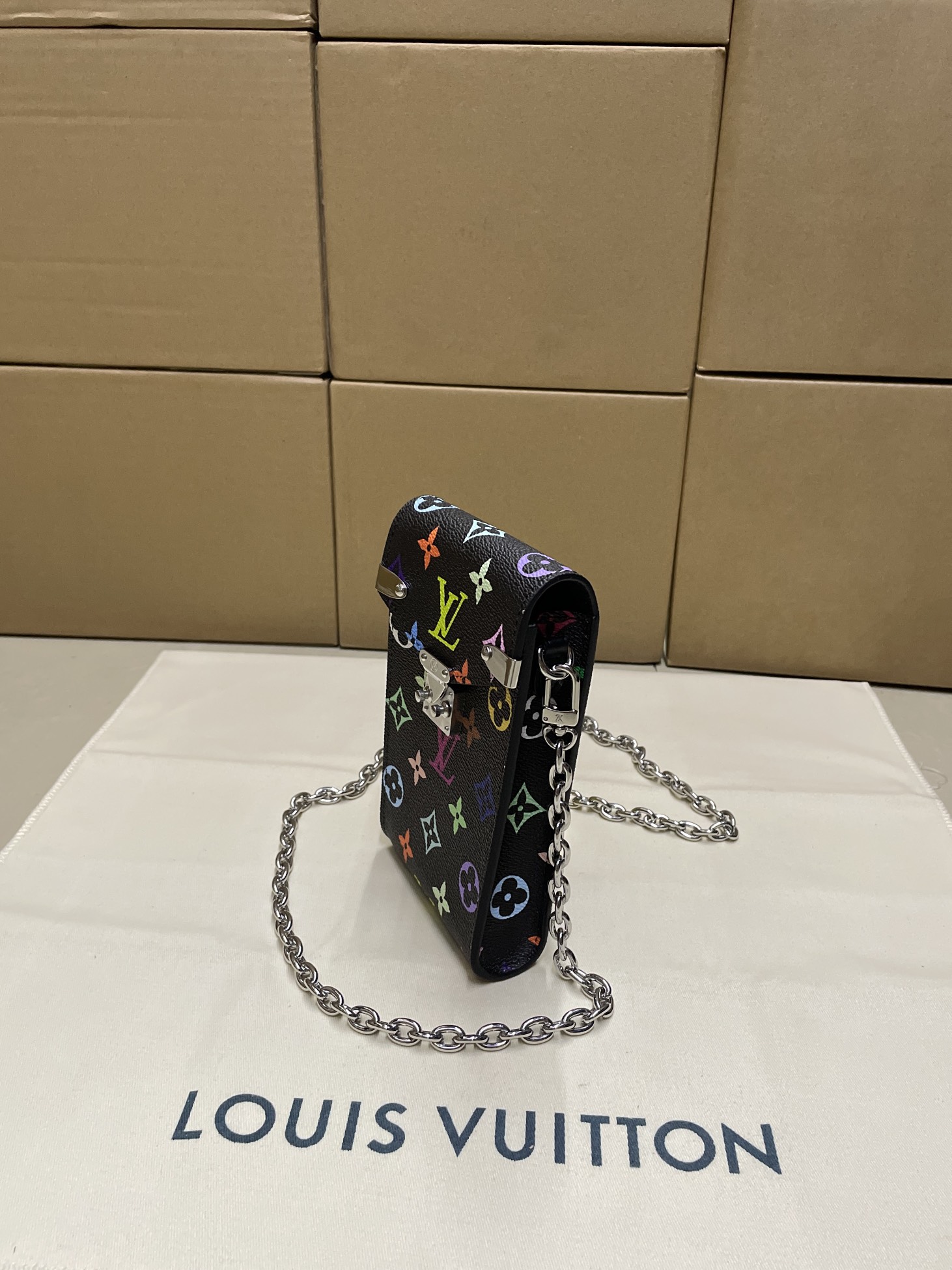 ミニ チェーン クロスボディ フォンバッグ ブラックマルチカラー 詳細画像 3