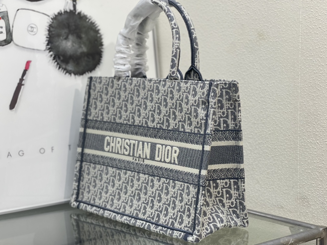 ディオール D Book トート ブルー デニム オブリーク 刺繍 トートバッグ 詳細画像 3