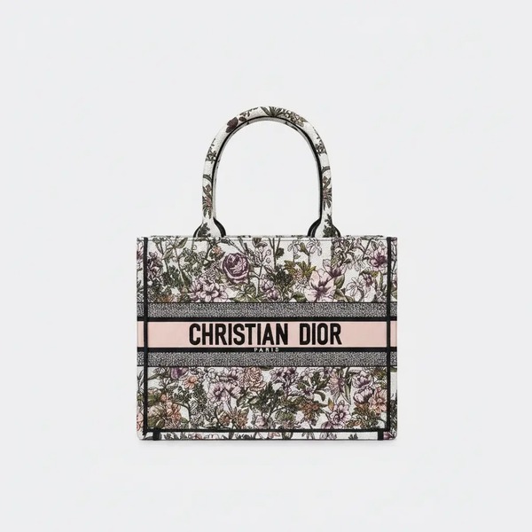 ディオール ブックトート 刺繍キャンバス トートバッグ パープル ロータス D-Floral