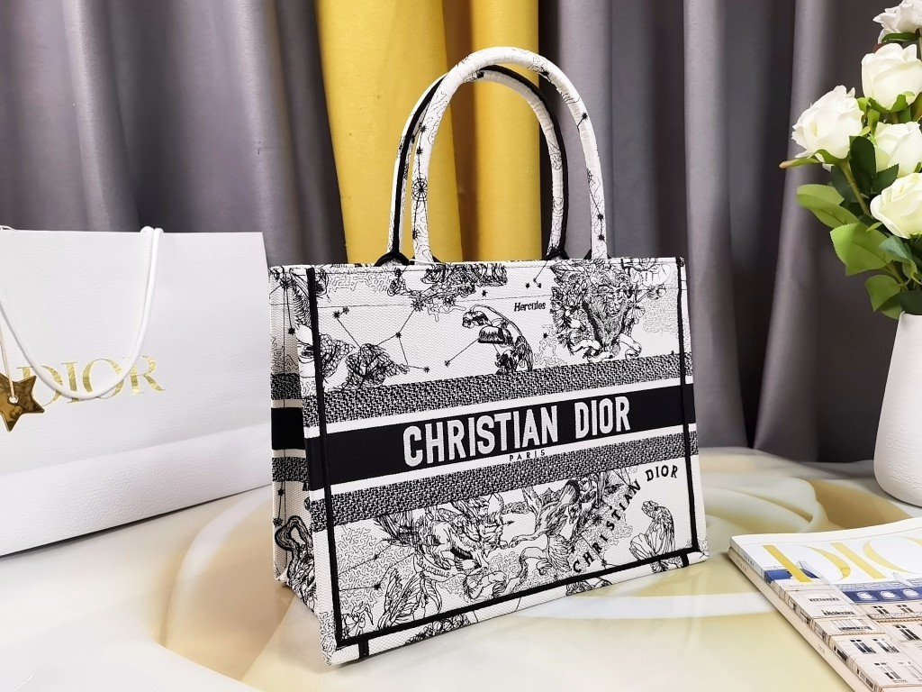 ディオール Book Tote ゾディアック キャンバス トートバッグ ミルクホワイト ブラック 詳細画像 2
