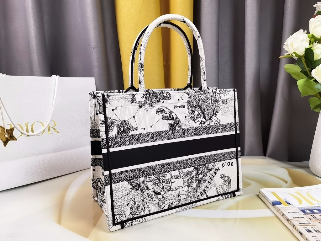 ディオール Book Tote ゾディアック キャンバス トートバッグ ミルクホワイト ブラック 詳細画像 3
