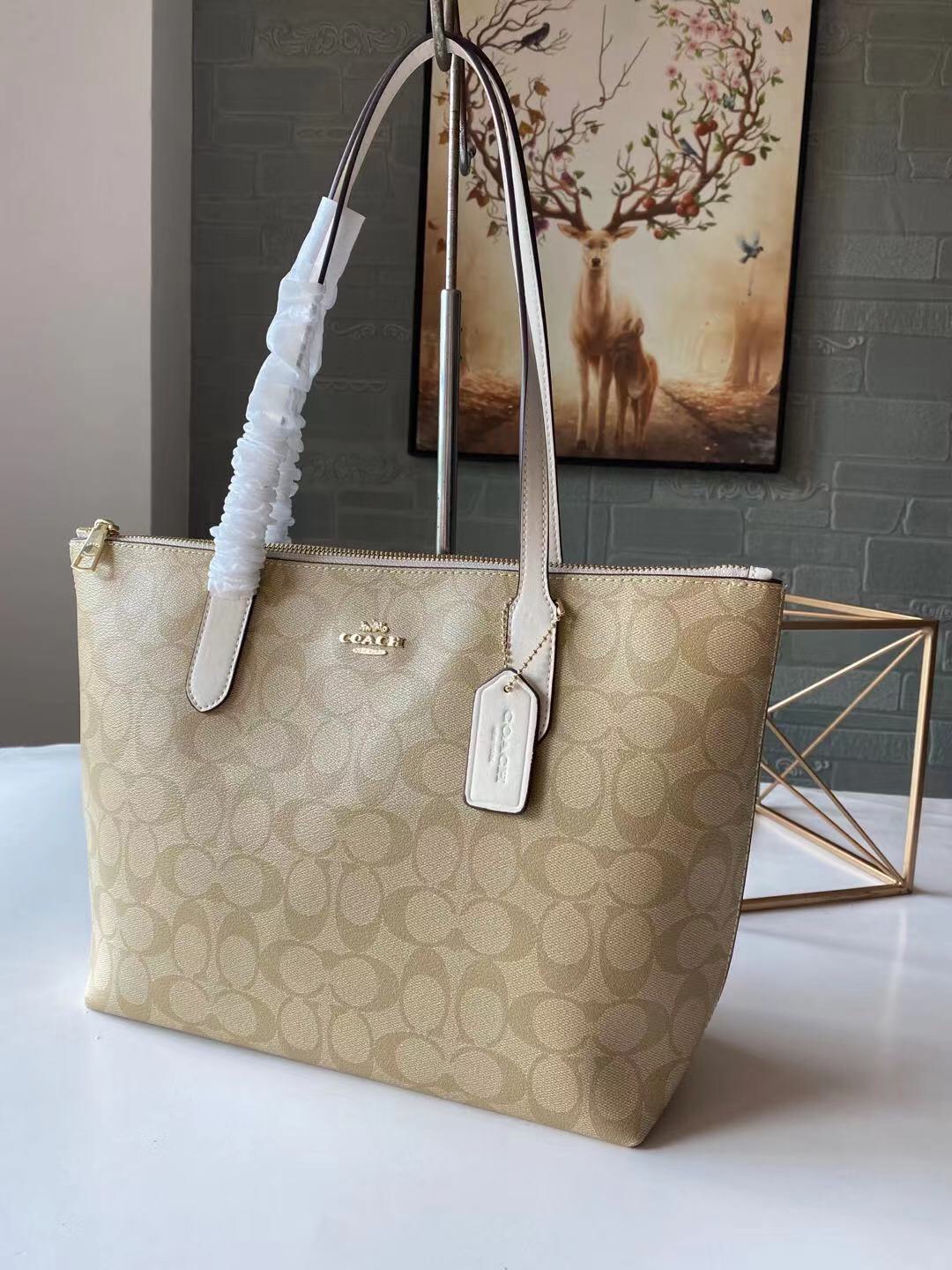 コーチ Zip Top Tote ホワイト 詳細画像 3