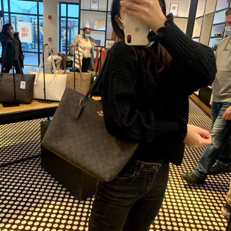 コーチ Zip Top Tote ショルダーバッグ ブラック 詳細画像 1